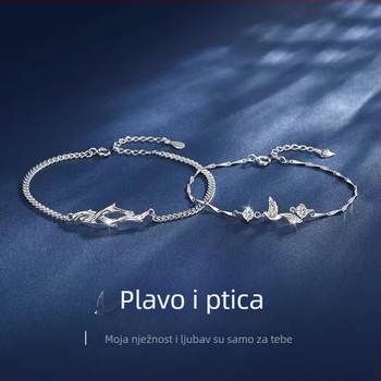 Par narukvica za dvojicu s plavim eukaliptusom i pticama – Instagram stil, premium minimalistički dar