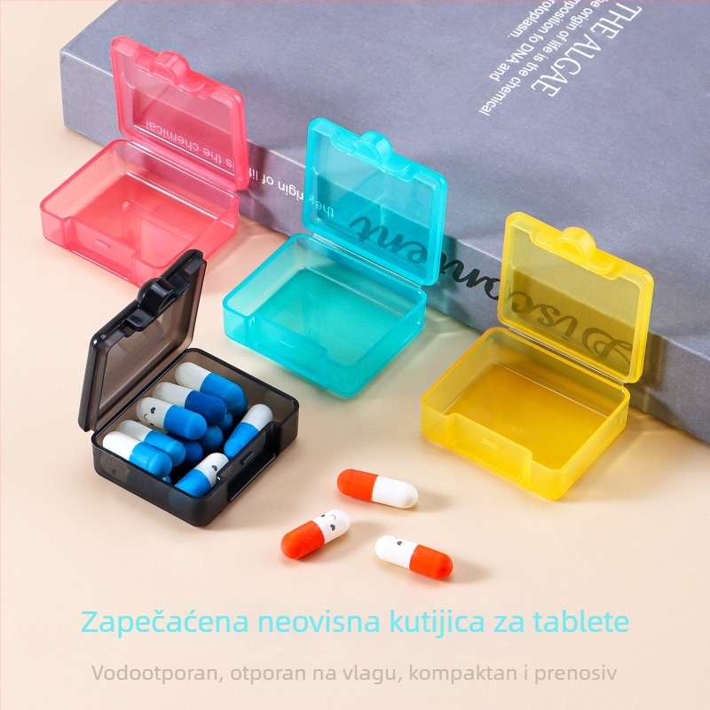 Mini šarene kvadratne kutije za lijekove, 4 komada, zatvorene, prijenosno skladište lijekova