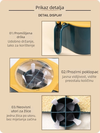 Plastični set posuda za začine u nordijskom stilu s višestrukim odjeljcima