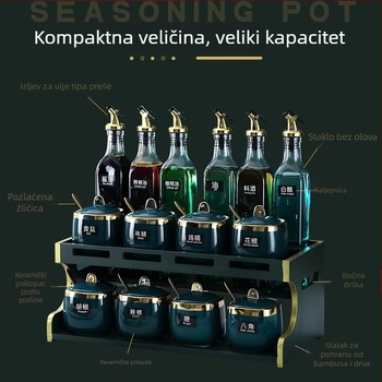 Smaragdno zelene keramičke posude za začine, kuhinjska pohrana, skandinavski stil