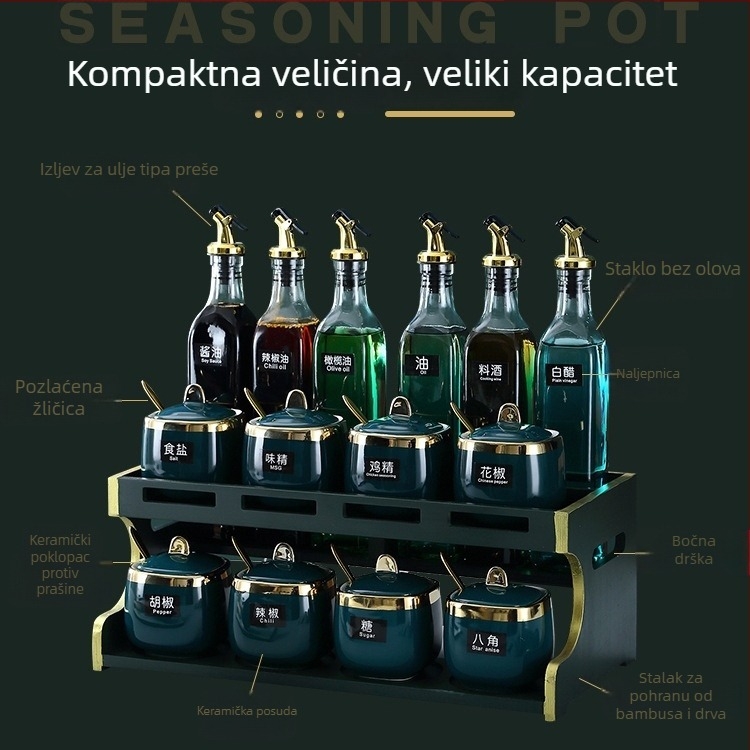 Smaragdno zelene keramičke posude za začine, kuhinjska pohrana, skandinavski stil