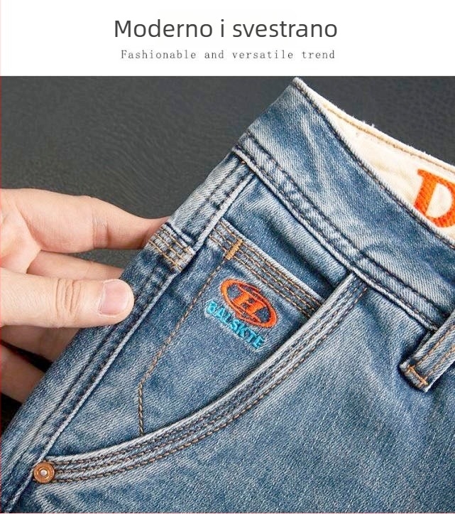 Muške traperice u američkom stilu, ljeto 2025, ravni kroj, slim fit