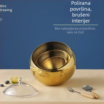 Nehrđavi čelični sferni zdjela za umake s poklopcem – posuda za samoposlužni stol