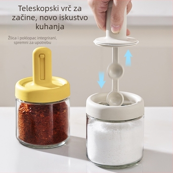 Set posuda za začine u kuhinji: posude za začine, kutija za pohranu, dozne bočice, posuda za ulje, posuda za sol