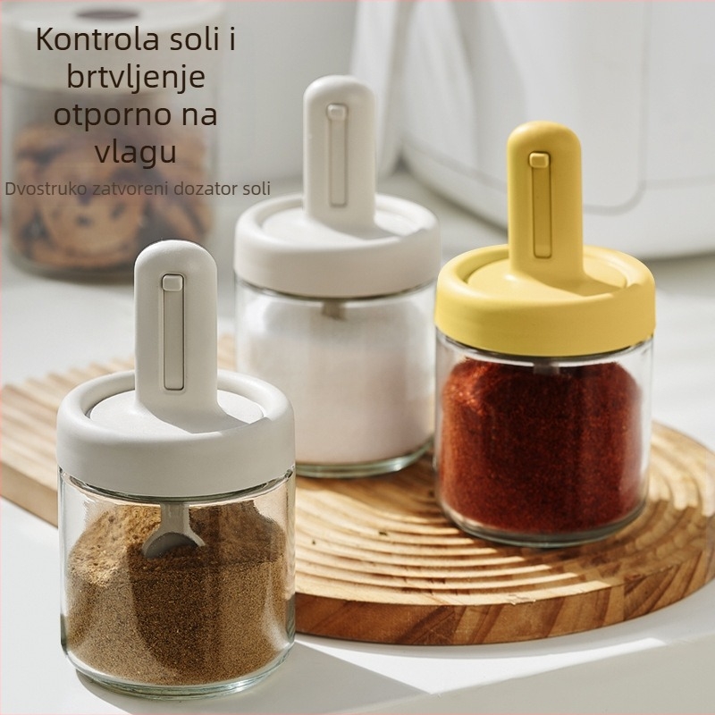 Set posuda za začine u kuhinji: posude za začine, kutija za pohranu, dozne bočice, posuda za ulje, posuda za sol