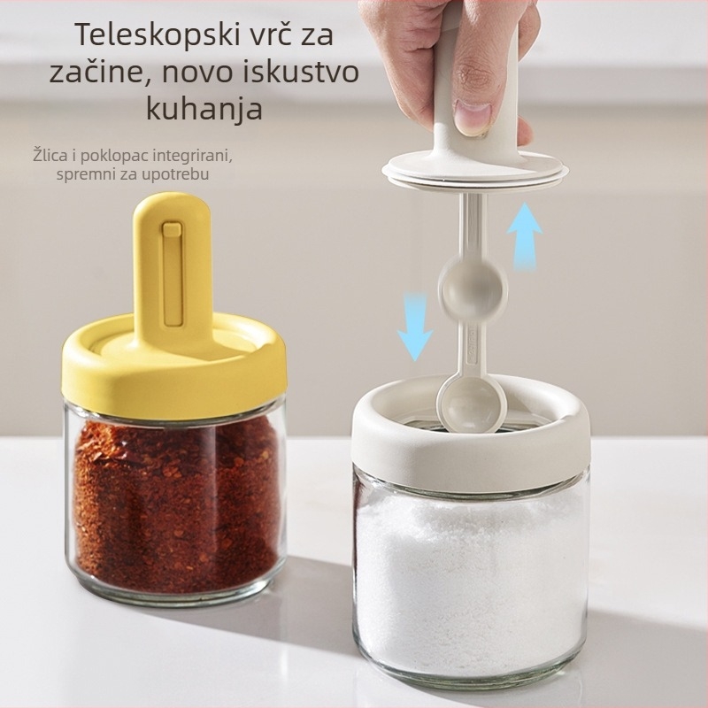 Set posuda za začine u kuhinji: posude za začine, kutija za pohranu, dozne bočice, posuda za ulje, posuda za sol