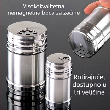 Posuda za začine s poklopcem i otvorima, rotirajući podesivi za papar, sol i čili u prašku za roštilj