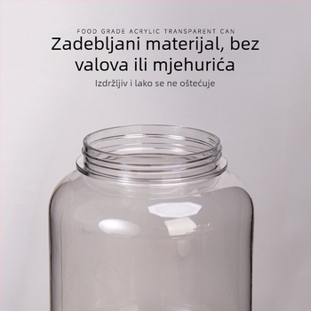Akrilni plastični spremnik za čaj, prehrambena sigurnost, proziran, zatvoren, s debelim stijenkama