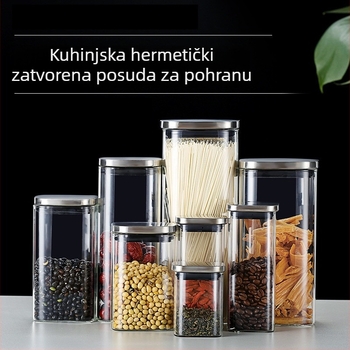 Kvadratna staklena posuda za čaj od borosilikatnog stakla, zatvorena, otporna na vlagu, velika, debela, prozirna