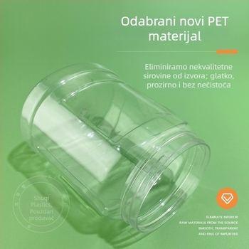 Prilagođeni zatvoreni plastični spremnik za skladištenje, prehrambene kvalitete, veliki kapacitet, proziran kuhinjski spremnik za žitarice i orašaste plodove, otporan na vlagu
