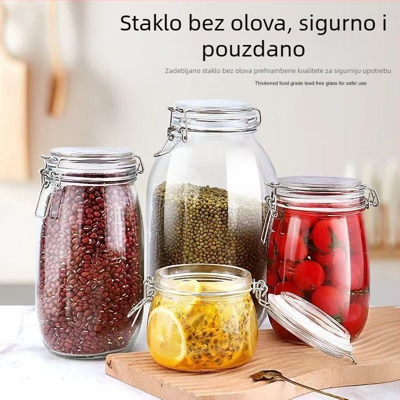 Zapečaćene staklene posude za pohranu hrane, posude za hranu, pohrana šećera