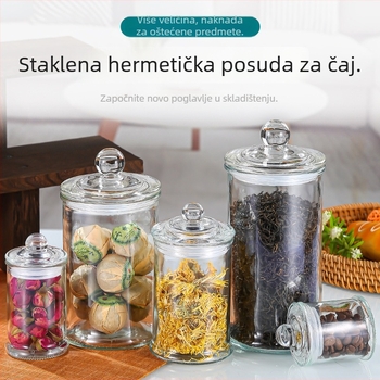Prilagođeni prozirni stakleni spremnik za pohranu, velik kapacitet, zatvoren, za čaj od kore mandarine i žitarice
