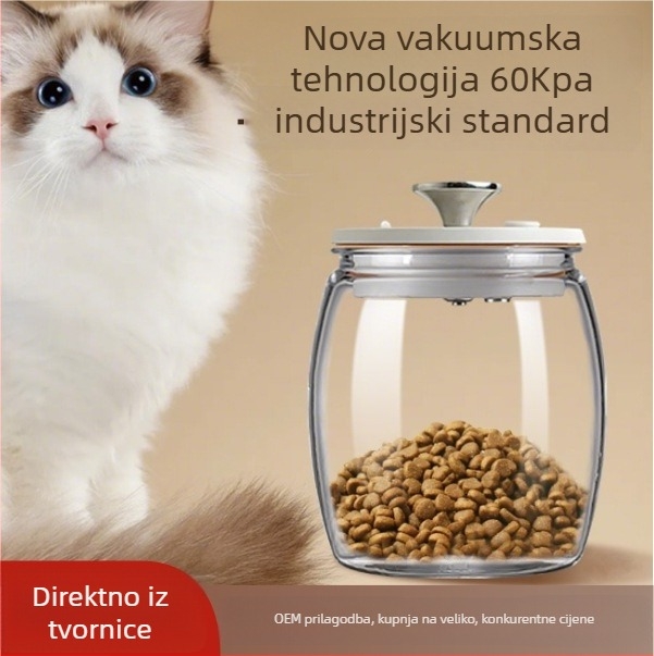 Staklena posuda s vakuumom velikog kapaciteta za skladištenje hrane: kava, suho voće, žitarice i hrana za kućne ljubimce.