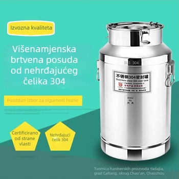 Posuda od nehrđajućeg čelika 304, zatvorenog tipa, cilindričnog oblika, kapaciteta 5 L ili više, za vino, mlijeko i ulje od kikirikija