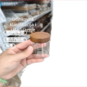 Staklena posuda s poklopcem od akacijevog drveta, hermetički zatvarač, za čaj, žitarice, zrna kave i mljevenu kavu, kapacitet do 300 ml