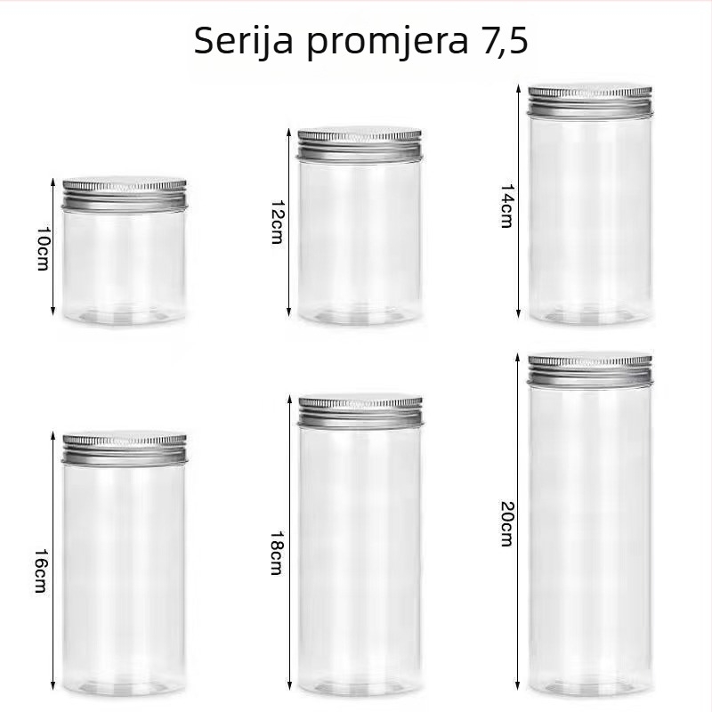 75-dijelni prilagođeni set ravnih cijevi posuda za skladištenje s PET praznim bocama i plastičnim posudama za začine sa poklopcima, zatvorene posude za žitarice i slatkiše