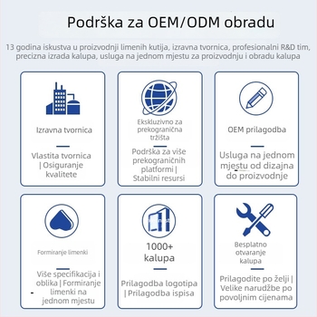 Prilagođena okrugla limena posuda za opće pakiranje; perforabilna; prazna posuda za hranu