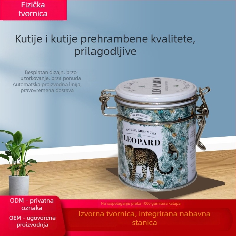 Prilagođena metalna posuda za zrna kave i prašak matcha, s ventilacijom i zatvaračem sa kopčom