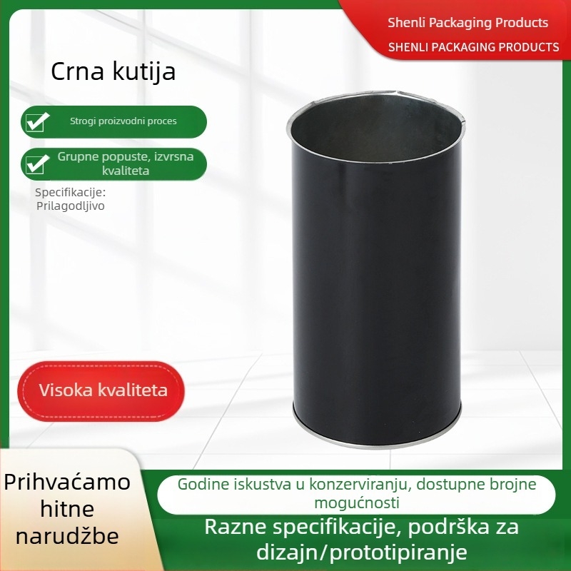 Okružna crna metalna kutija za čaj i darove, zatvorena metalna kutija za slatkiše
