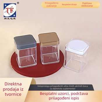 Kockasta prozirna plastična bočica za prah spor Ganoderma, Dendrobium officinale, američki ženšen i Panax notoginseng, prozirna zatvorena posuda