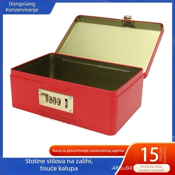 Kutija za pohranu od tin-plata s zaključavanjem na lozinku, kvadratna metalna posuda za predmete