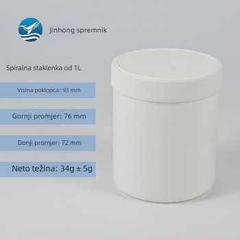 1 L spiralna posuda s unutarnjim poklopcem, HDPE plastični spremnik širokog otvora za zatvoreno skladištenje