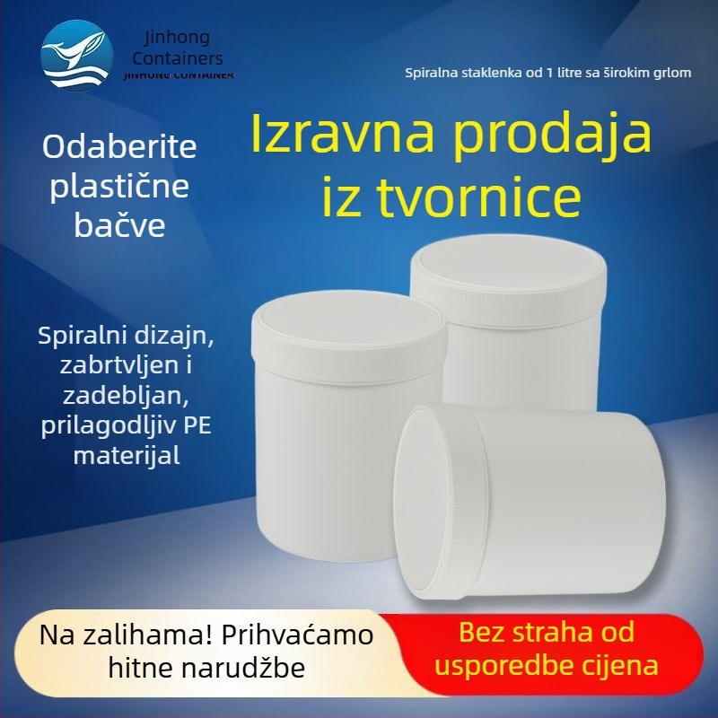 1 L spiralna posuda s unutarnjim poklopcem, HDPE plastični spremnik širokog otvora za zatvoreno skladištenje