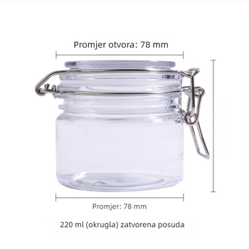 Okrugla PET posuda za kozmetiku sa poklopcem, 220 ml, zapečaćena, za maske i kreme