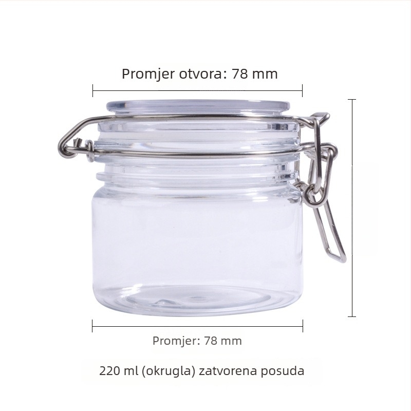 Okrugla PET posuda za kozmetiku sa poklopcem, 220 ml, zapečaćena, za maske i kreme