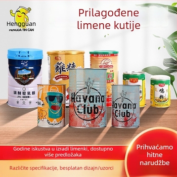 Tinplate posuda za mlijeko u prahu, suho voće i žitarice, začini, grickalice od algi, okrugli čajni keksi