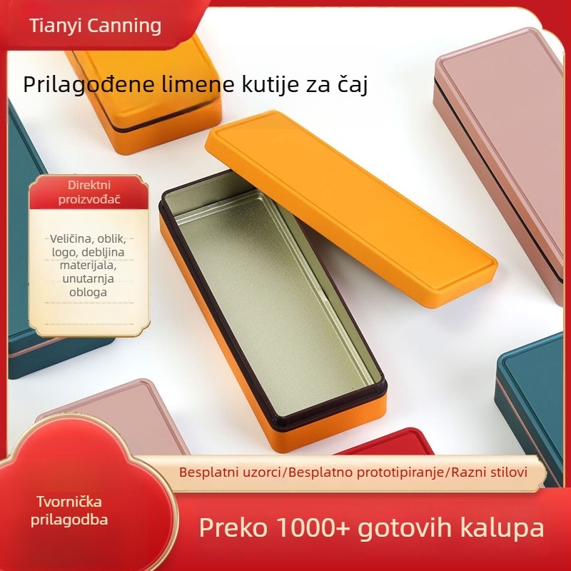 Prilagodljiva metalna kutija za čaj — zatvorena kutija od metala s teksturiranom površinom, za dvije ili tri infuzije