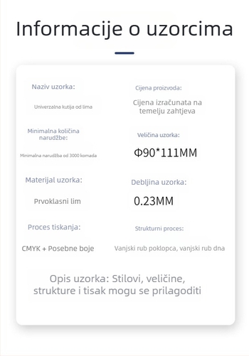 Prilagođena okrugla limena kutija s preklopnim poklopcem, prazna kutija za opću ambalažu