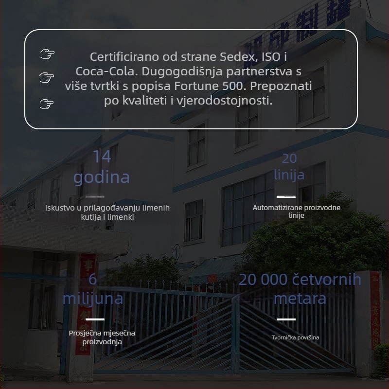 Prilagođena okrugla limena kutija s preklopnim poklopcem, prazna kutija za opću ambalažu