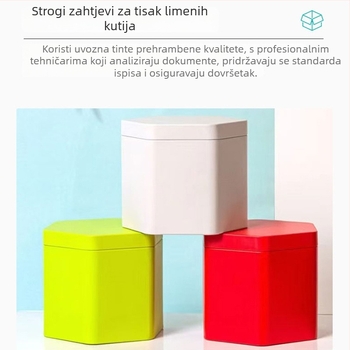 Šesterokutna limena kutija za čaj i slatkiše, mat završna obrada, prilagodljiva