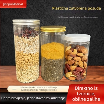 Prilagođena prozirna plastična posuda s širokim otvorom od 85 mm – PET spremnik za hranu za slatkiše, čaj i orašaste plodove