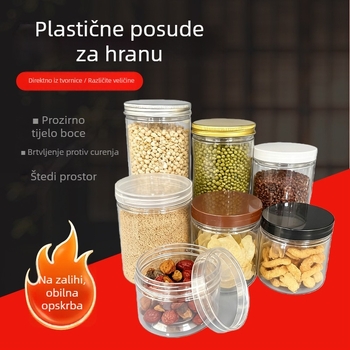 Prilagođena prozirna plastična posuda s širokim otvorom od 85 mm – PET spremnik za hranu za slatkiše, čaj i orašaste plodove
