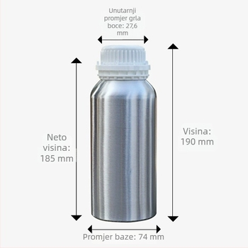 500 ml polirana aluminijska kozmetička boca, prazna ambalaža, zatvoren aluminijski kontejner
