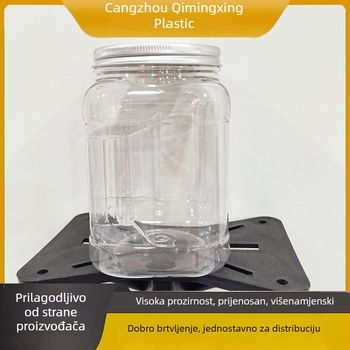Plastična posuda s širokim otvorom i ergonomskom ručkom, hermetički zatvoreni spremnik za skladištenje žitarica i suhog voća, PET posuda za hranu