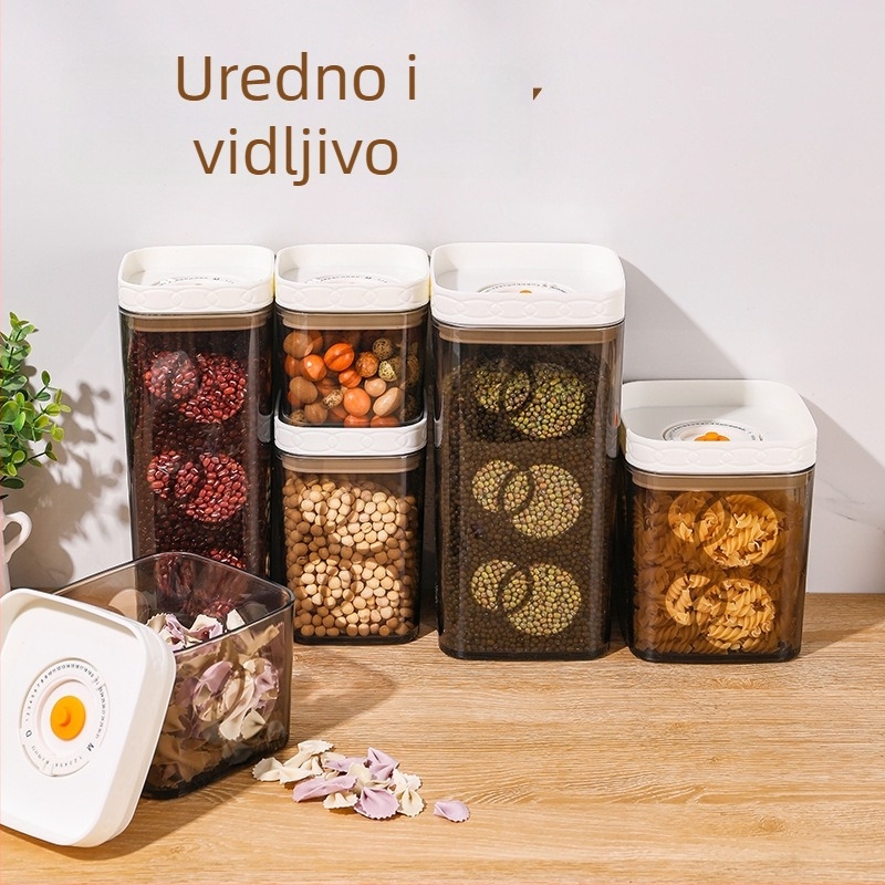 Plastična četvrtasta vakuumska kutija za pohranu hrane, prozirna, za žitarice, otporna na vlagu i štetnike, čvrsto zatvaranje