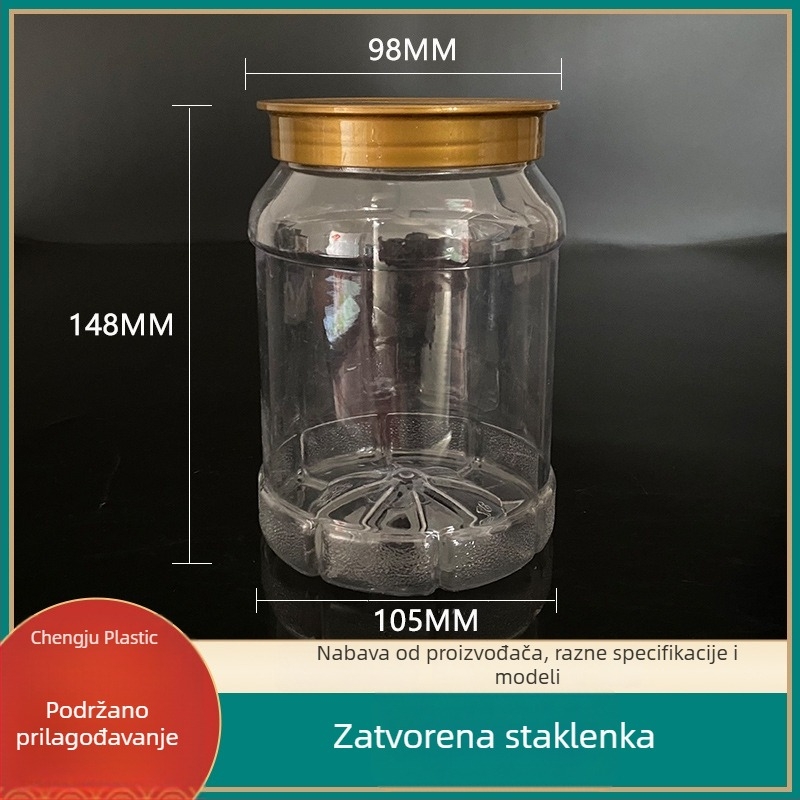 PET plastična posuda za skladištenje orašastih plodova i žitarica, širokog otvora, velika zapremina