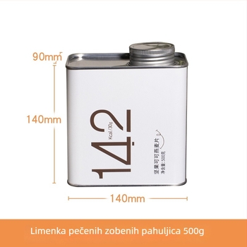 Limenka visoke kvalitete, kvadratna, 1500 ml, zatvorena; za čaj, zrna kave, hranu za kućne ljubimce i žitarice; tisk u četiri boje, prilagodljivo