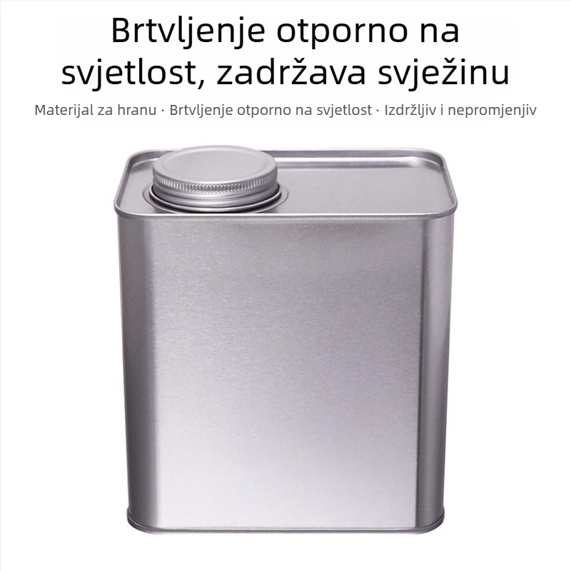 Limenka visoke kvalitete, kvadratna, 1500 ml, zatvorena; za čaj, zrna kave, hranu za kućne ljubimce i žitarice; tisk u četiri boje, prilagodljivo