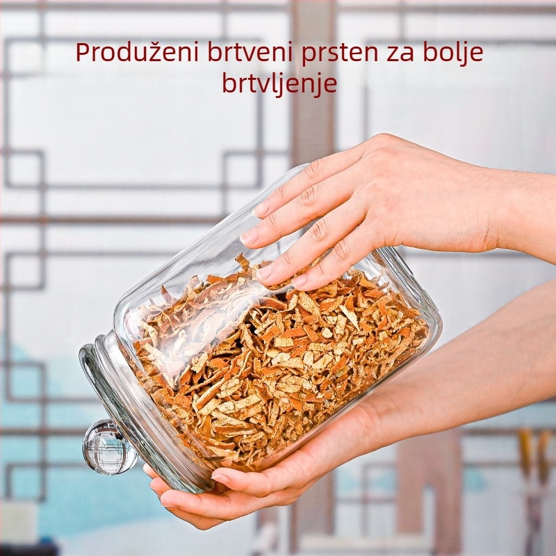 Staklena posuda za skladištenje s vodonepropusnim poklopom, kapaciteta 2L/3L/5L, okrugla, ojačana, za žitarice, kiseli krastavci i umake