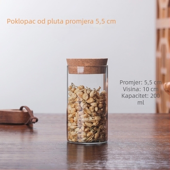 Staklena posuda za čaj s poklopcem od bambusa, hermetički zatvorena, prozirna za čaj te skladištenje žitarica i suhih voća, 500–800 ml