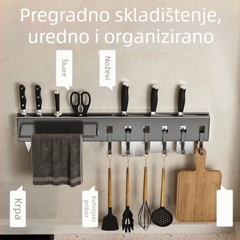 Zidni držač noževa, 2025 novi model, višenamjenski integrirani organizator, bez bušenja
