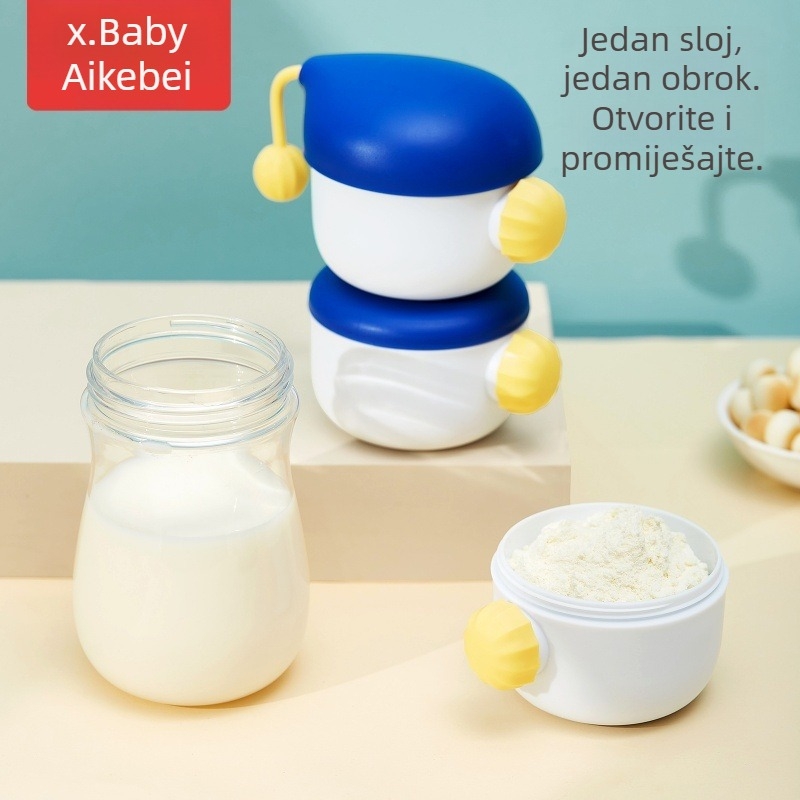 X-baby Kutija za mlijeko u prahu s tri odjeljka, prijenosna za putovanja, višestruko zatvaranje, otporna na vlagu