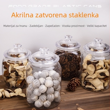 Debljasti akrilni plastični spremnik za hranu, hermetički zatvarač, za sušenu narančinu koru i ljekovito bilje
