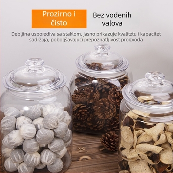 Debljasti akrilni plastični spremnik za hranu, hermetički zatvarač, za sušenu narančinu koru i ljekovito bilje