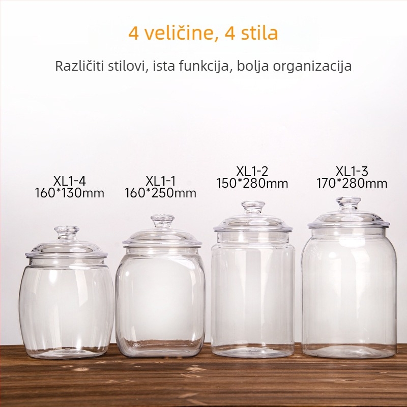 Debljasti akrilni plastični spremnik za hranu, hermetički zatvarač, za sušenu narančinu koru i ljekovito bilje