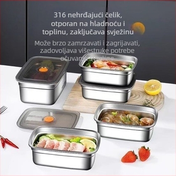 Spremnik od nehrđajućeg čelika s poklopcem, hermetički zatvoren za skladištenje hrane